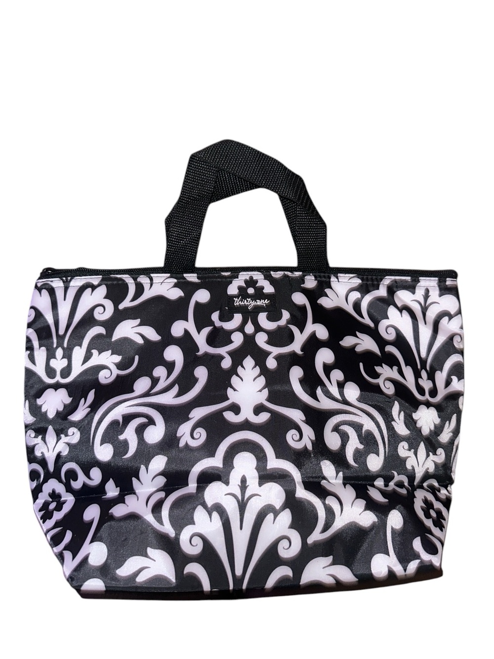 Thirty-One Thermal Tote Insulated Lunch Bag Black & White Pattern